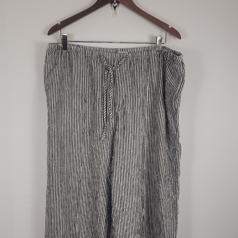 A New Day Classic Striped Linen Blend Wide Leg Pants